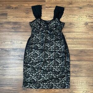 Torrid Black Lace Dress Wide Straps Fitted Stretch Women XL Goth Coquette